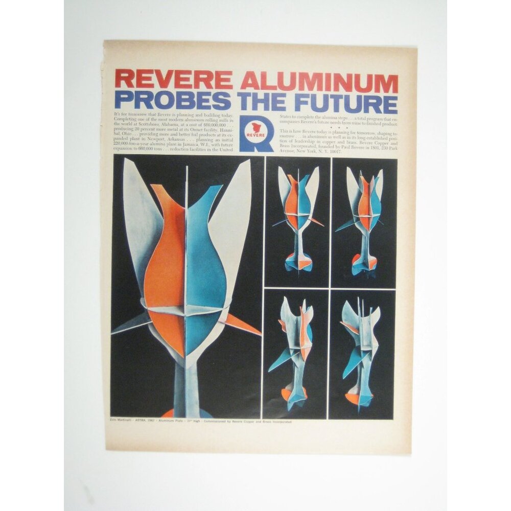 Ezio Martinelli Astra 1967 Sculpture Revere Aluminum Print Ad 1967 Vintage Art